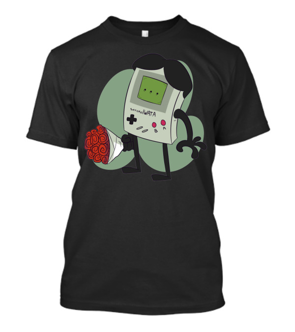 Satoroiwata Game Boy Character Holding Red Flowers T-Shirt