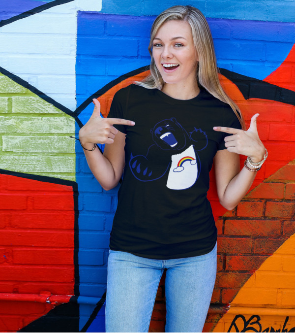 Scarebear Angry Bear With Rainbow And Cloud T-Shirt