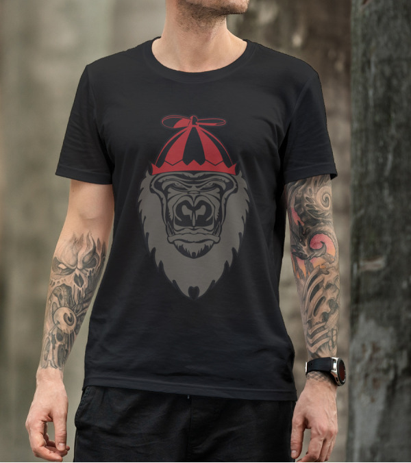 Self Control Gorilla With Red Beanie T-Shirt