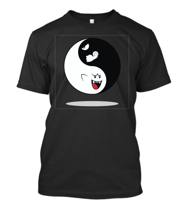 Shy And Angry Yin Yang Ghost Face Contrast T-Shirt