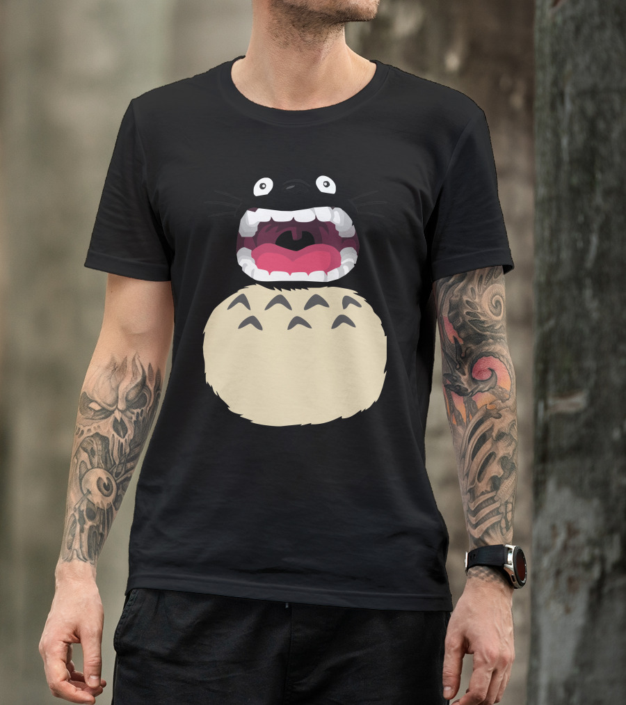 Aaaaaaaa Soot Sprite Style Totoro Mouth Open Roaring T-Shirt