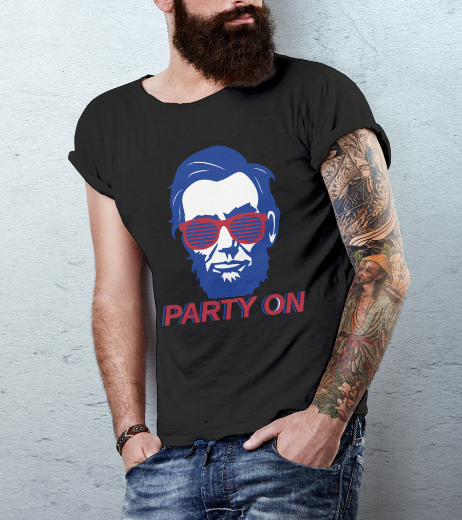 Abe Lincoln Party On USA Patriotic Sunglasses T-Shirt