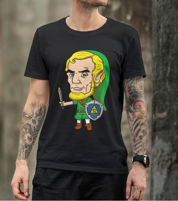 Abraham Linkolin Link Character With Illuminati Shield T-Shirt