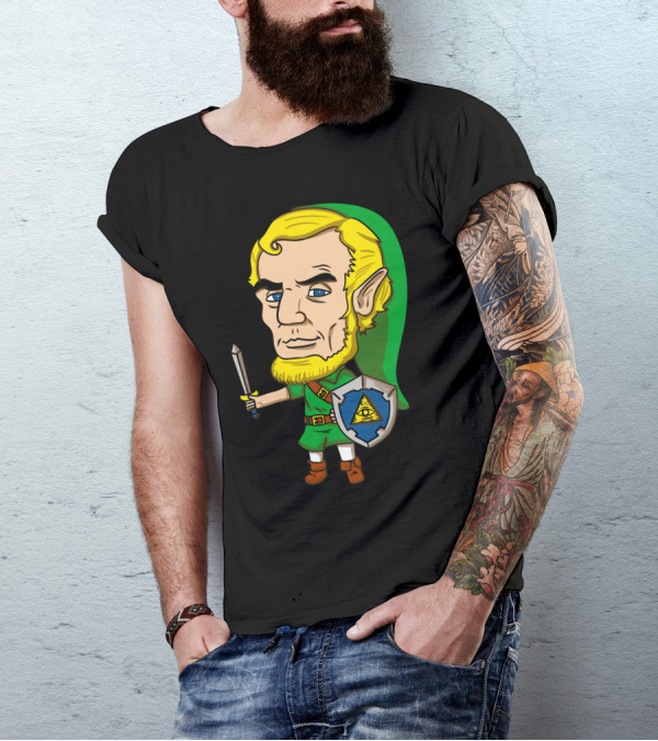 Abraham Linkolin Link Character With Illuminati Shield T-Shirt