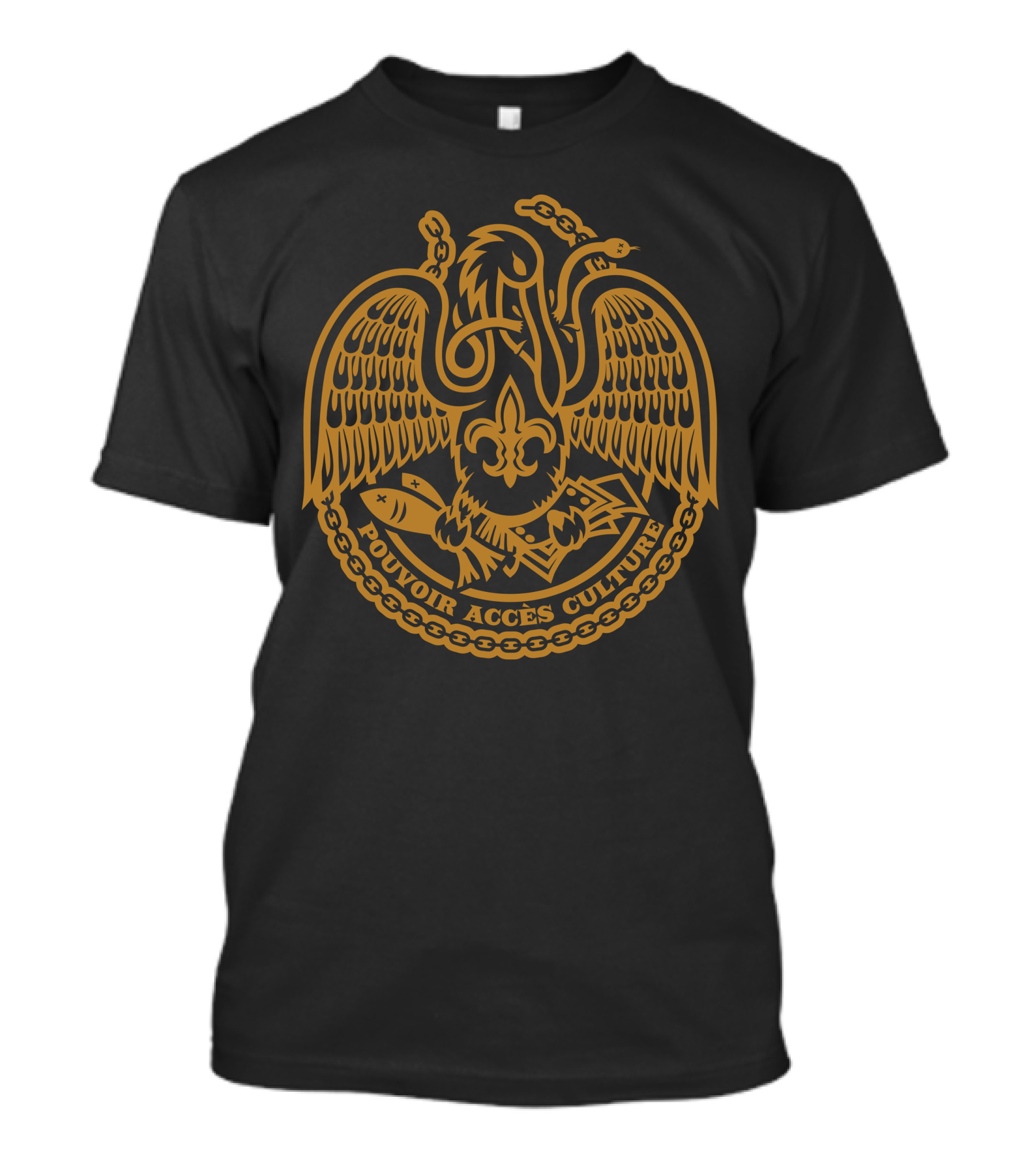 Acadiana Self Reliance Black Gold Pouvoir Accès Culture Fleur-de-lis Pelican T-Shirt