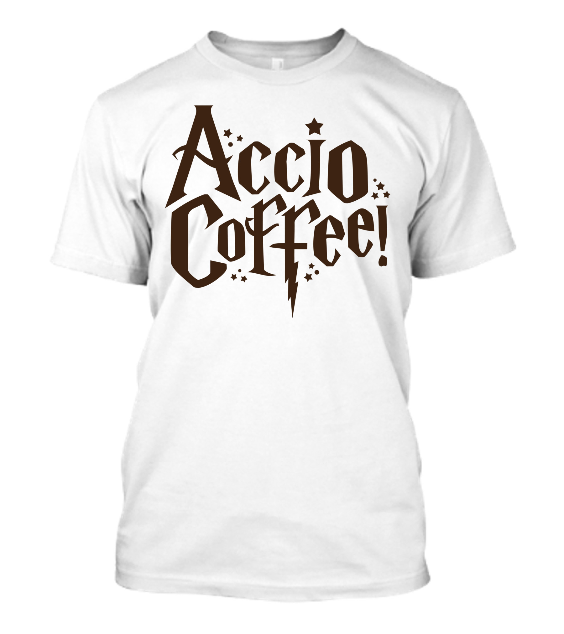 Accio Coffee Wizard Lightning Bolt Magic Spell Stars T-Shirt