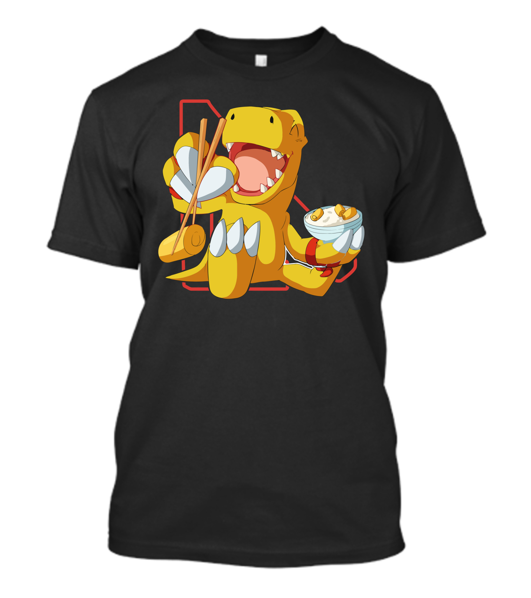 Agumon Enjoying Tamagoyaki Delight With Chopsticks T-Shirt
