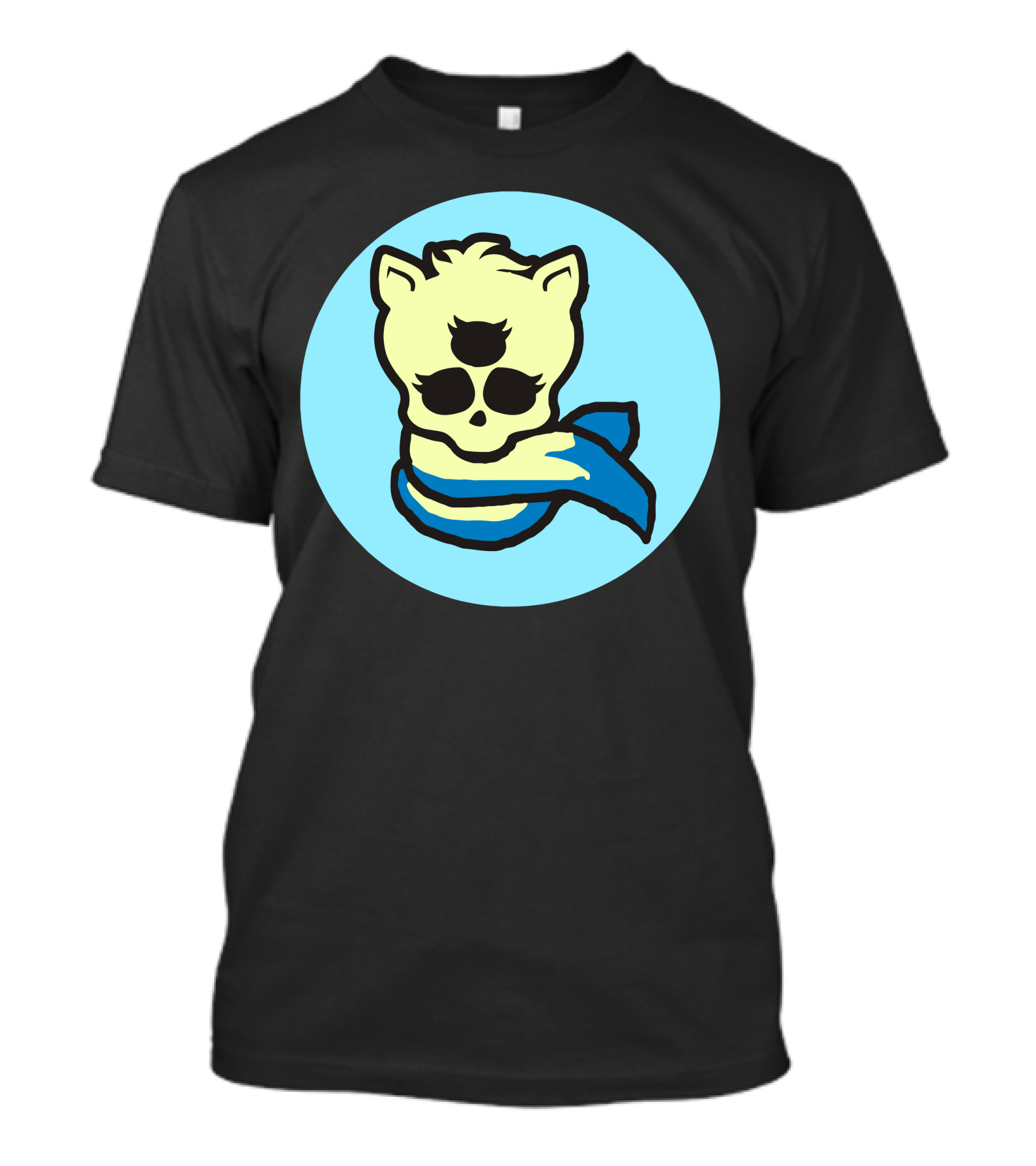 Algea Skull And Blue Scarf Cat In Circle T-Shirt