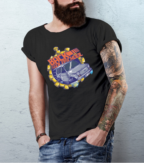 BACK TO THE OLDSCHOOL Retro Car With Clock Elements T-Shirt