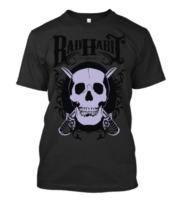 Badhabit Skull With Knives And Ornate Elements T-Shirt