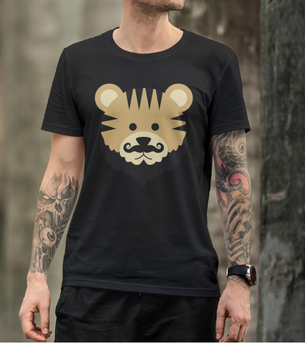 Baertiger Tiger Face With Mustache And Beard T-Shirt