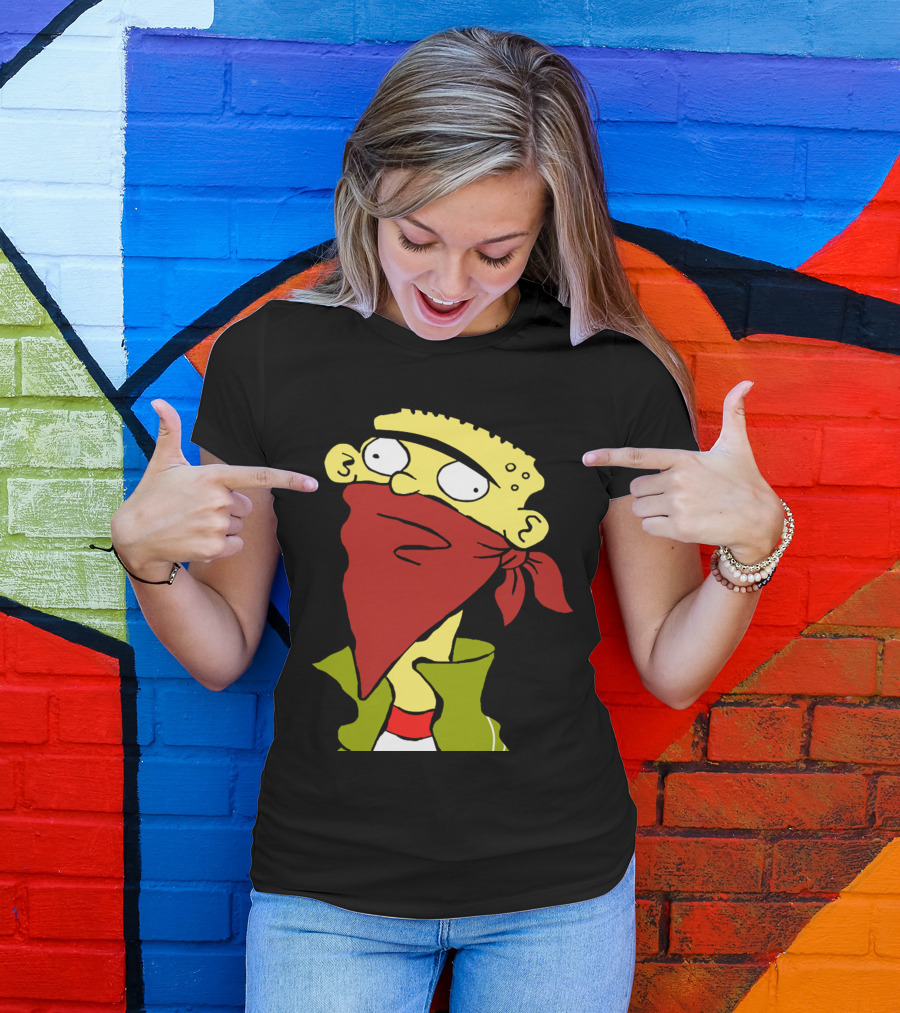 Bandito Ed Cartoon Character With Red Bandana Mask T-Shirt