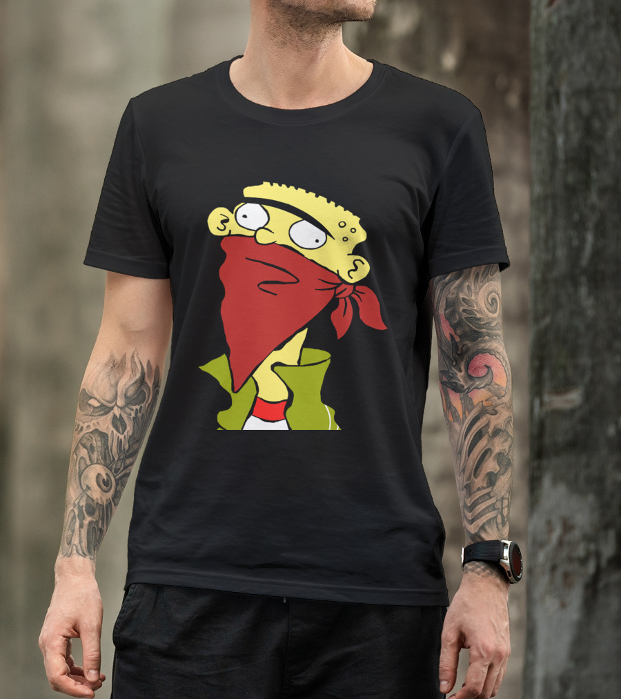 Bandito Ed Cartoon Character With Red Bandana Mask T-Shirt