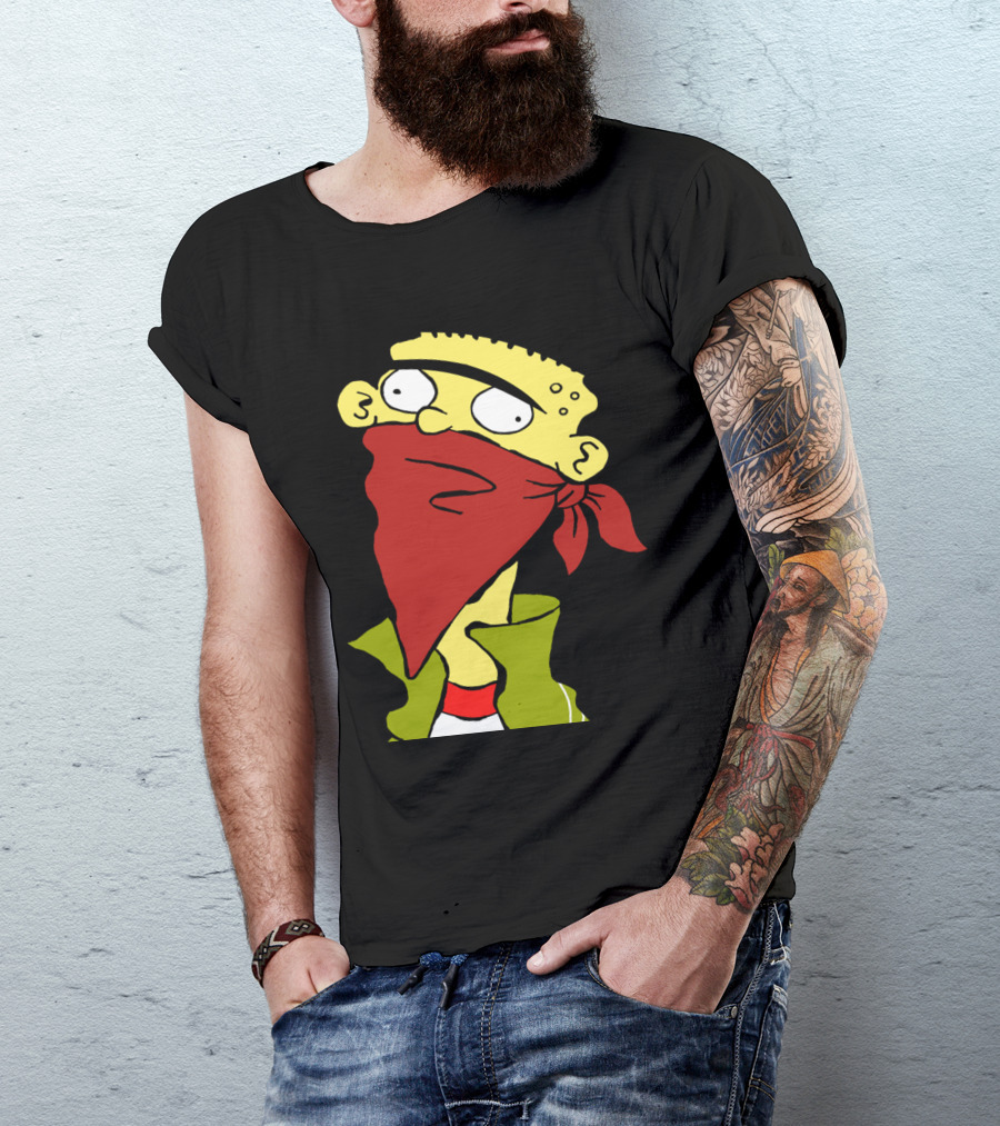 Bandito Ed Cartoon Character With Red Bandana Mask T-Shirt