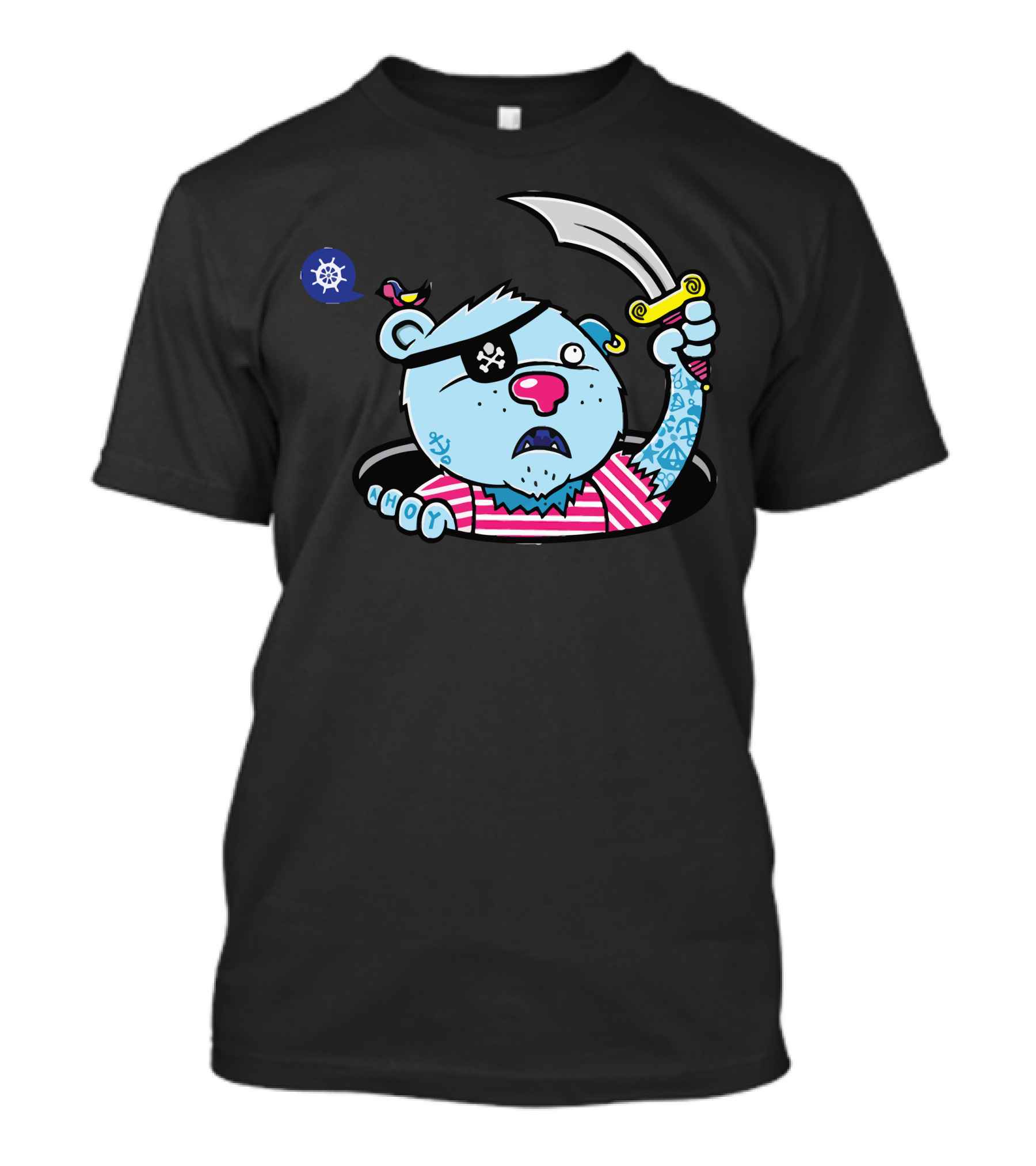 Barnaby Pirate Bear With Eye Patch And Saber Tattoo Adventure T-Shirt