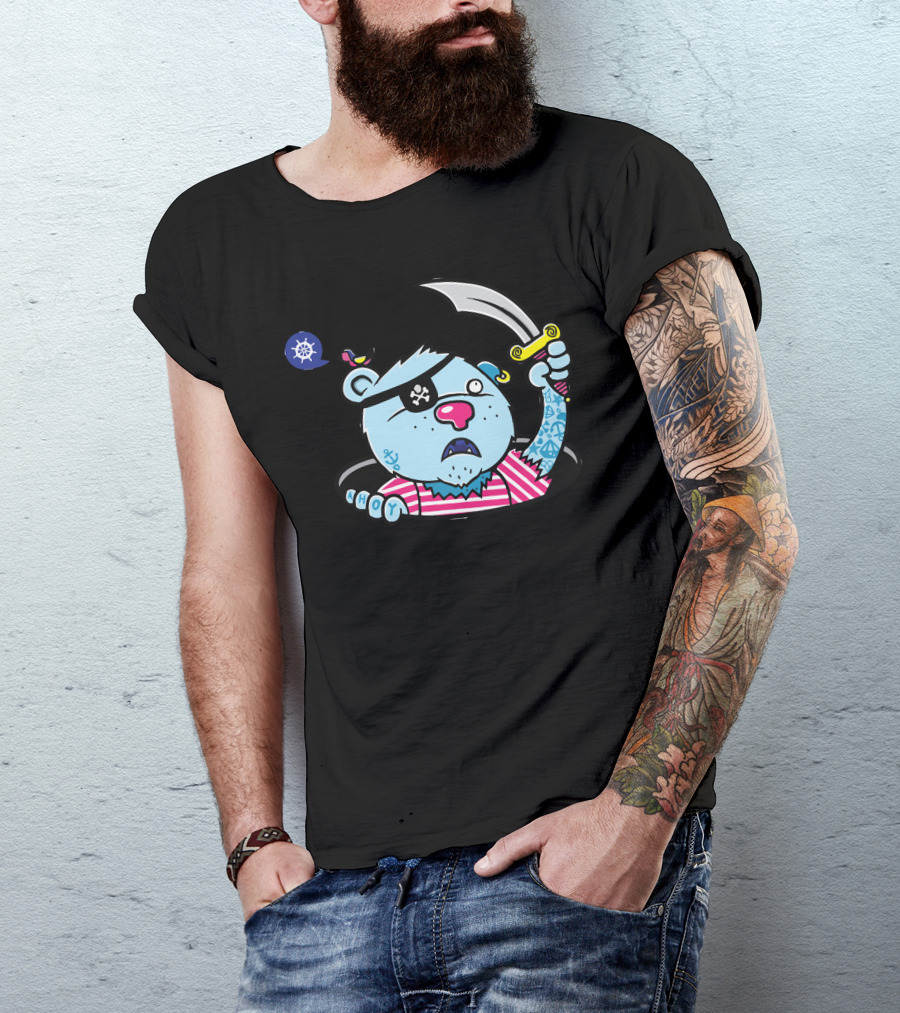 Barnaby Pirate Bear With Eye Patch And Saber Tattoo Adventure T-Shirt