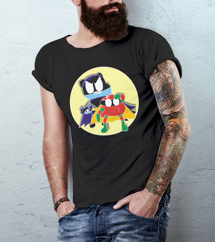 Batgumball Adventure Duo In Iconic Heroic Costumes T-Shirt