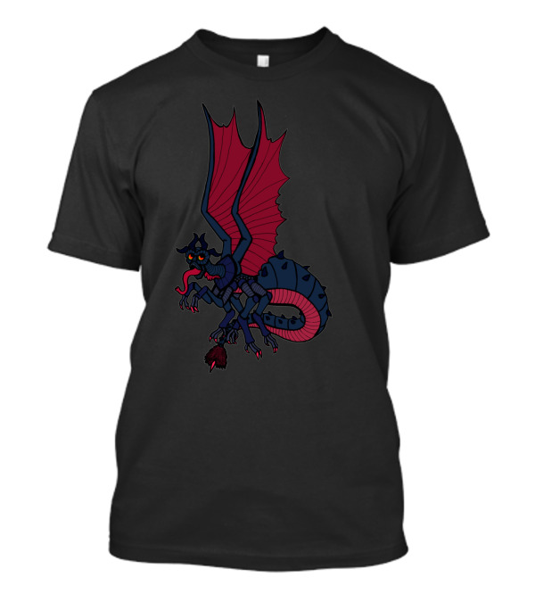 Beelzebub Demon Dragon With Red Wings And Dark Body In Mythical T-Shirt