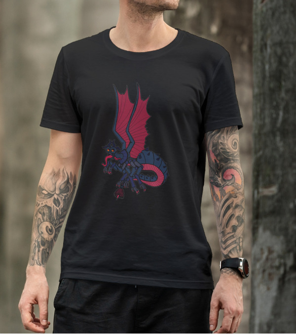 Beelzebub Demon Dragon With Red Wings And Dark Body In Mythical T-Shirt