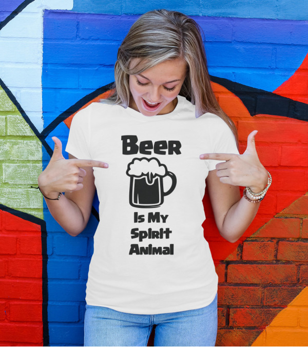 Beer Mug Silhouette Beer Is My Spirit Animal T-Shirt