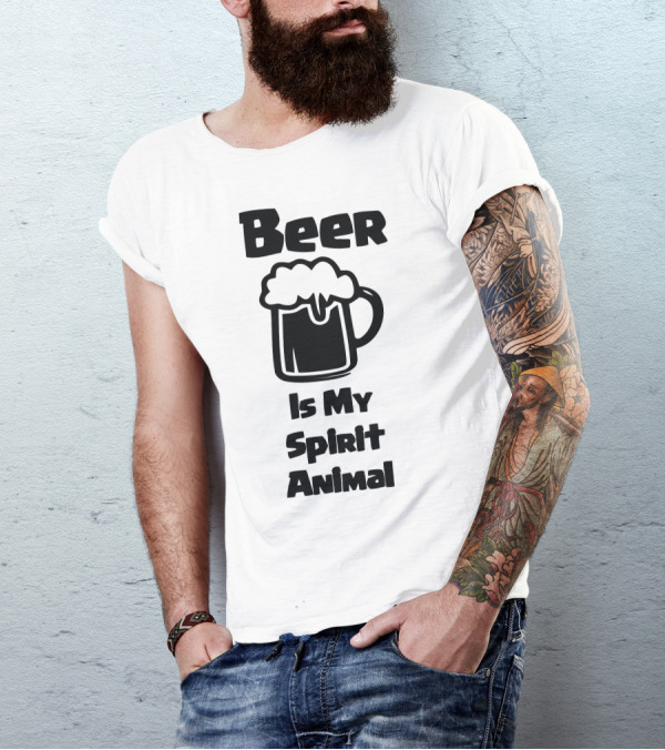 Beer Mug Silhouette Beer Is My Spirit Animal T-Shirt
