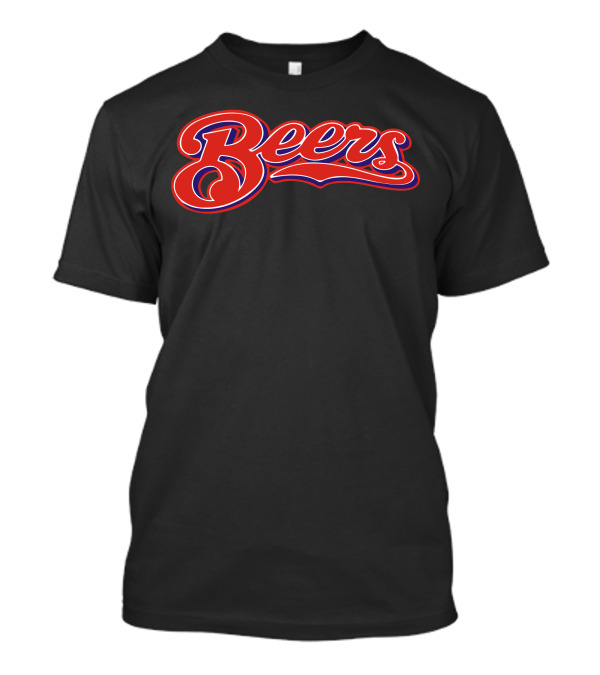 Beer Team Sports Style Red And Blue Text T-Shirt