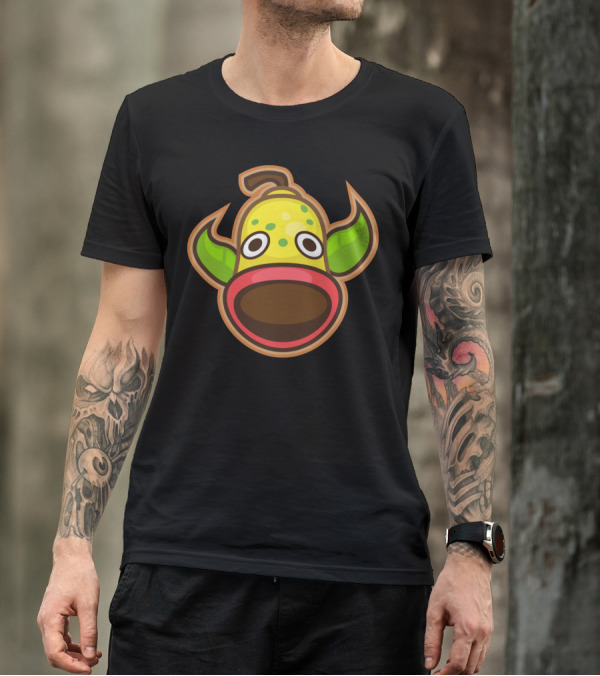 Carnivorous Bell Sprout Creature Face Retro Emblem T-Shirt