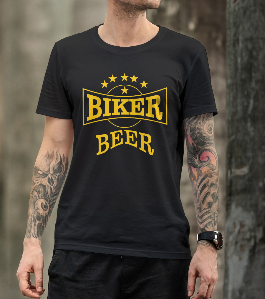 Biker Beer Stars Emblem T-Shirt