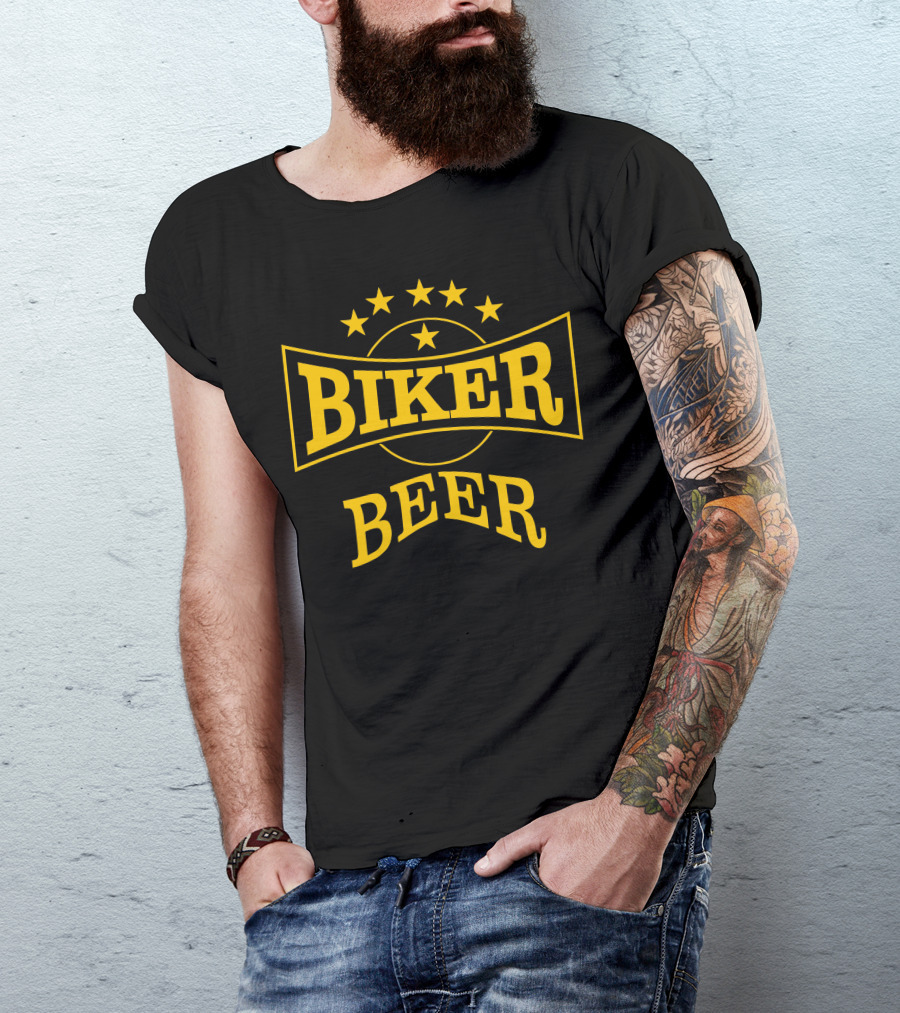 Biker Beer Stars Emblem T-Shirt