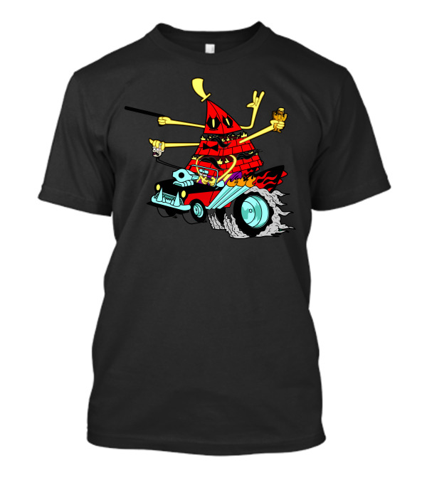 Bills Nightmare Hot Rod Pyramid Monster Driving Cartoon T-Shirt