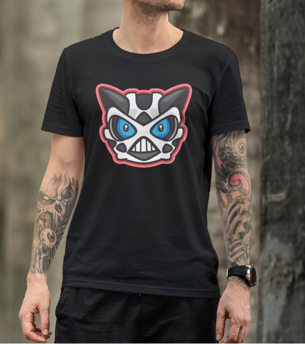 Black Glacier Masked Face With Blue Eyes T-Shirt