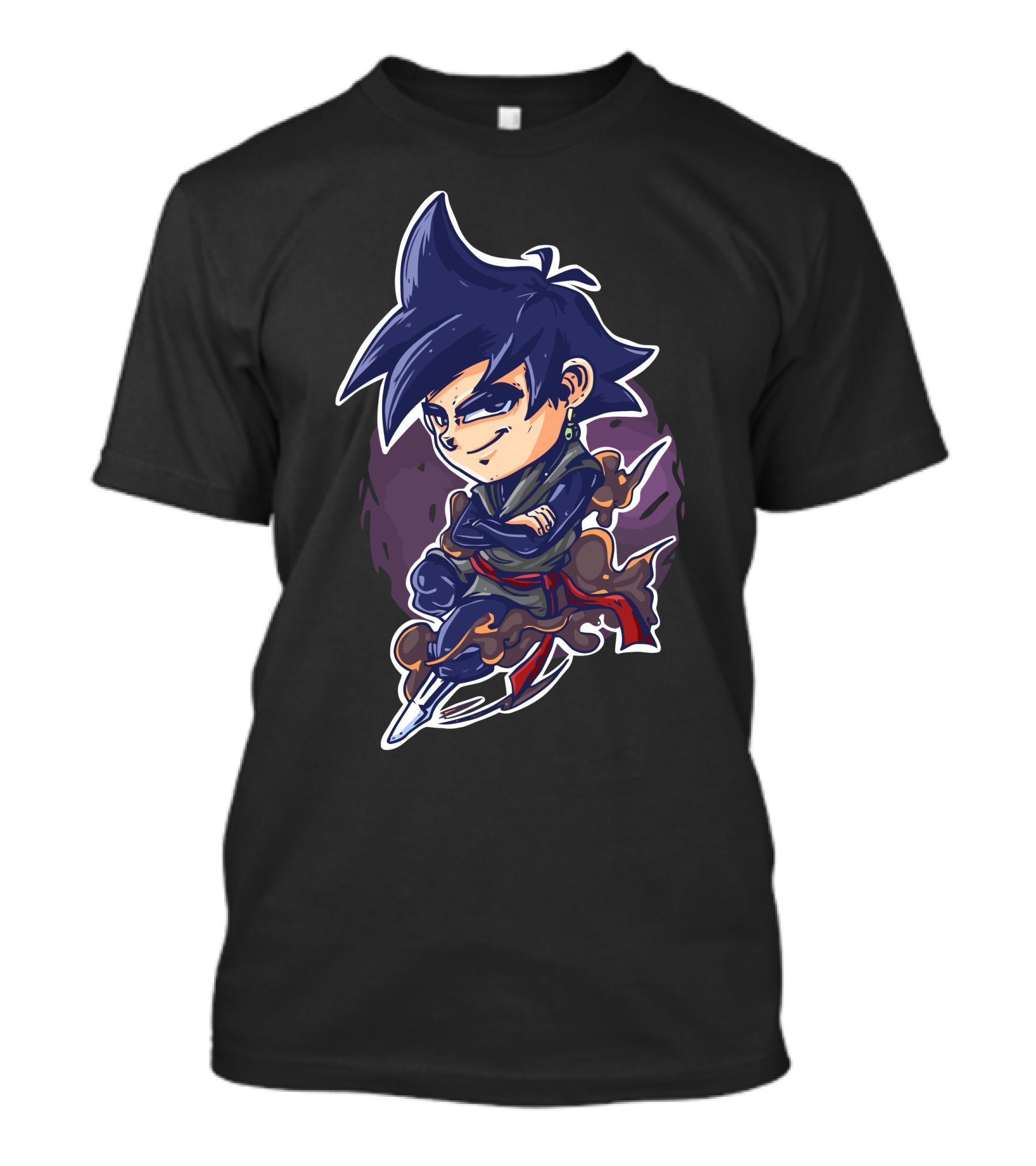Black Goku Chibi Power Stance Cartoon T-Shirt