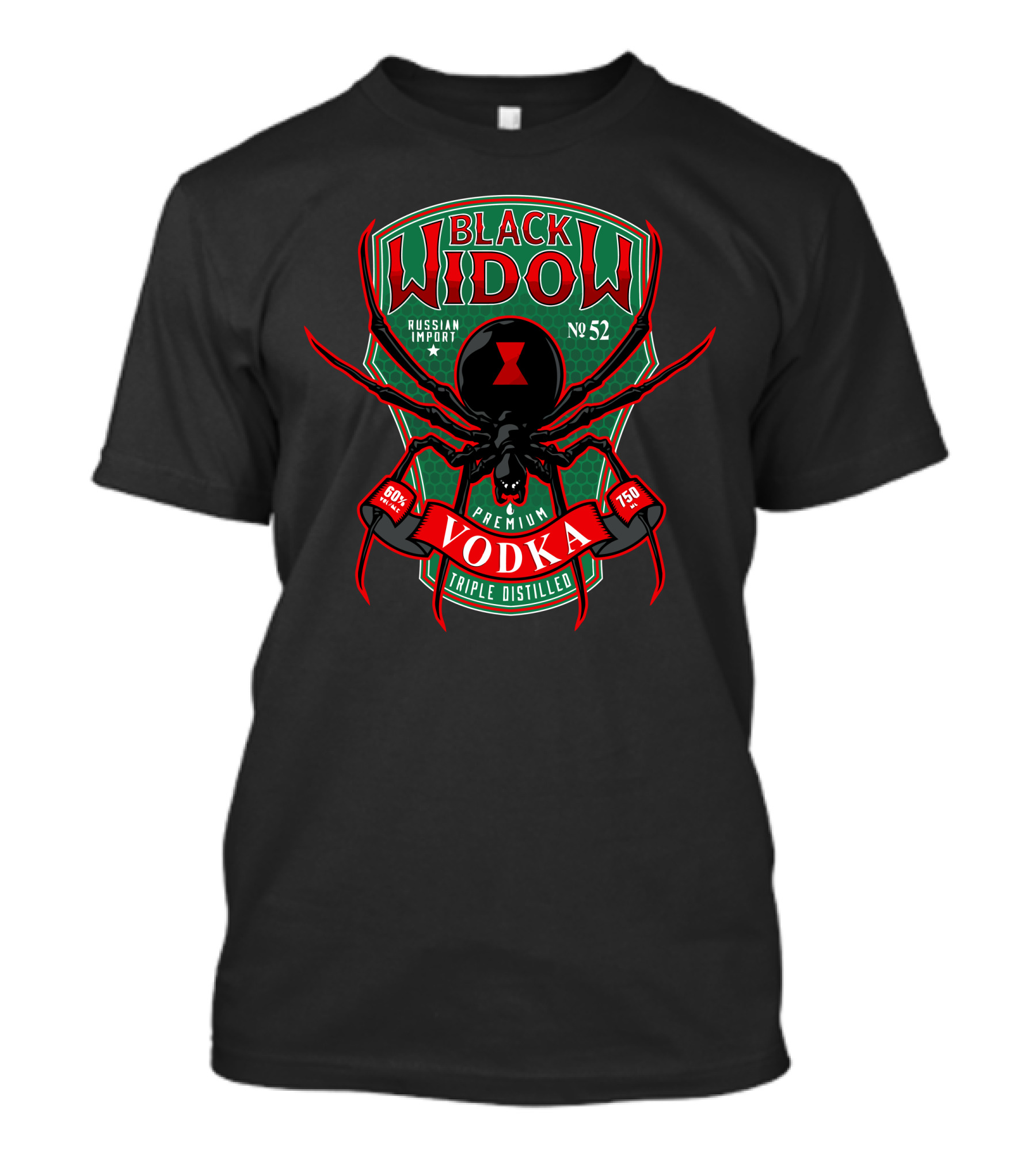 Black Widow Premium Vodka Russian Import No52 Triple Distilled 80 Proof 750 Ml T-Shirt