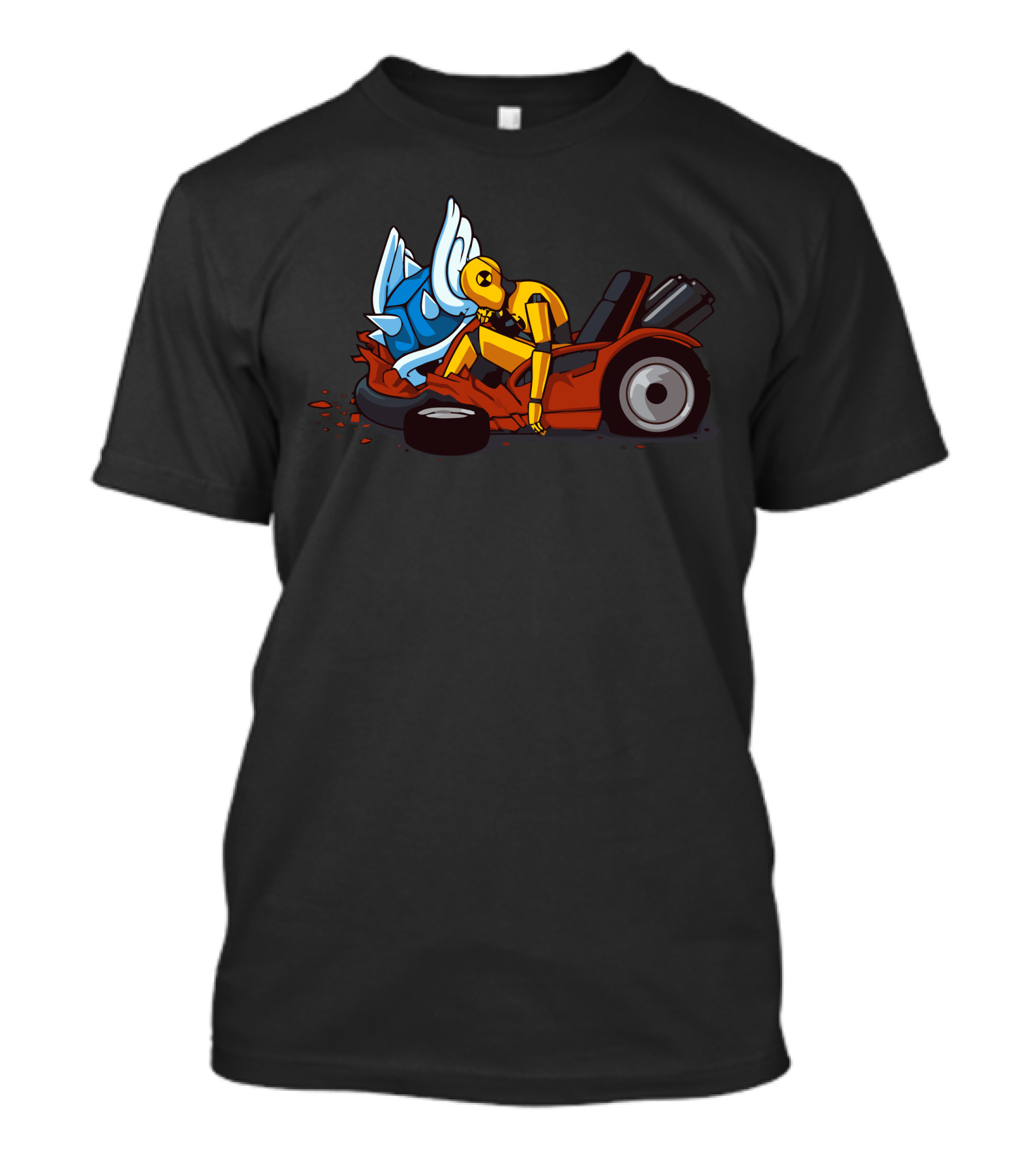Crash Test Dummy Meets Blue Shell Collision T-Shirt