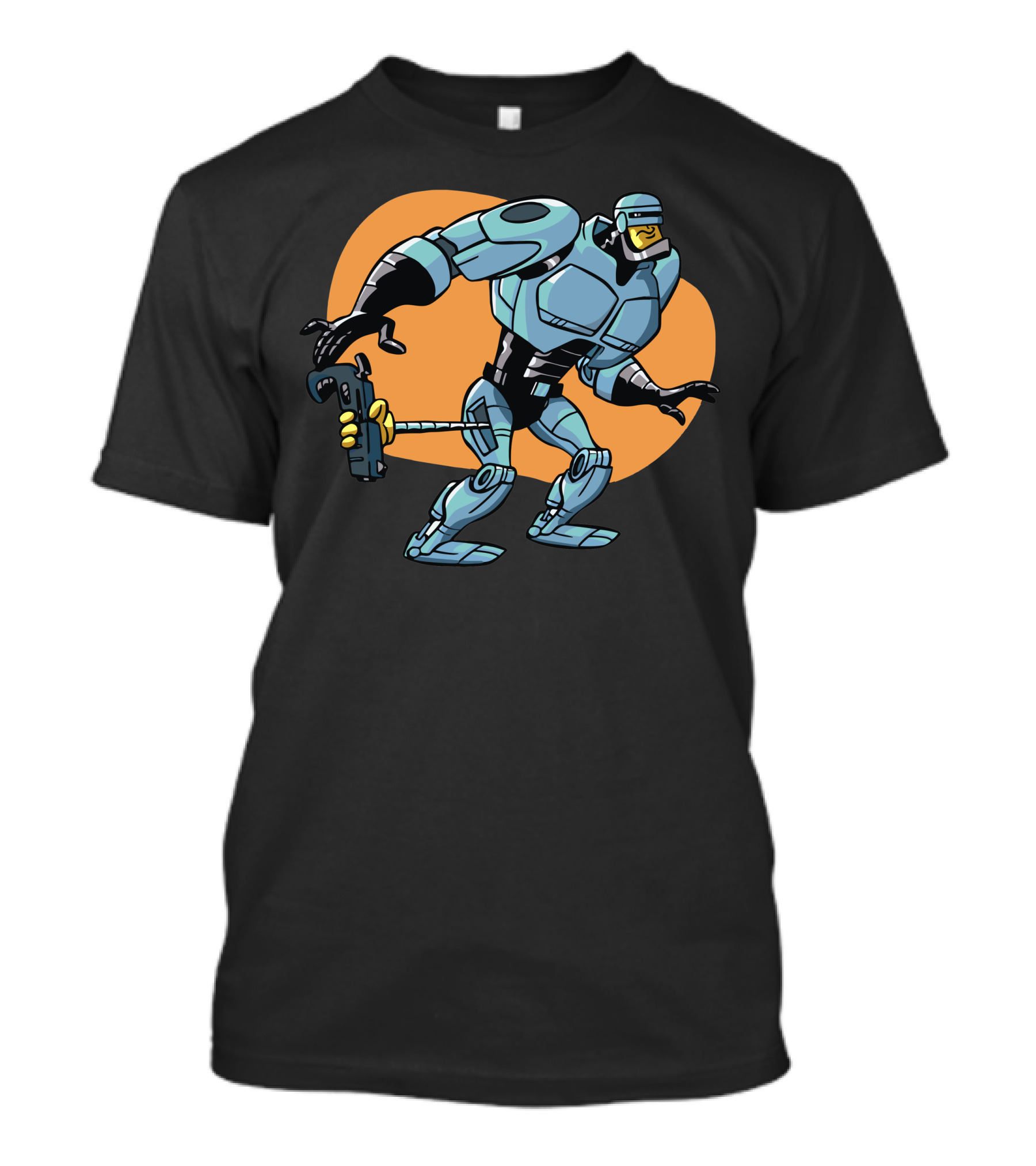 Blue Robocop Cartoon Humor T-Shirt