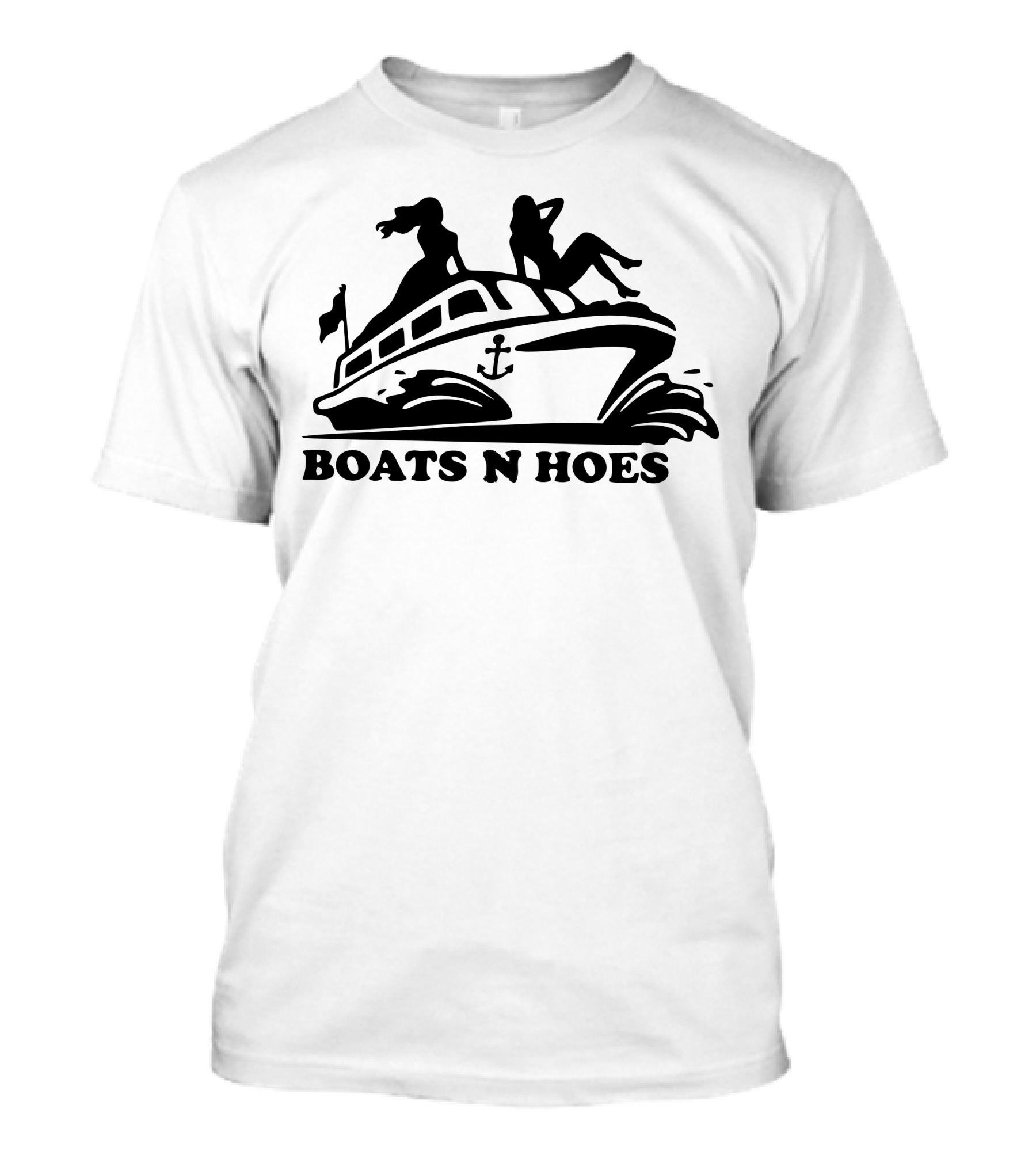 Boats N Hoes Yacht Silhouette With Anchor And Splash T-Shirt