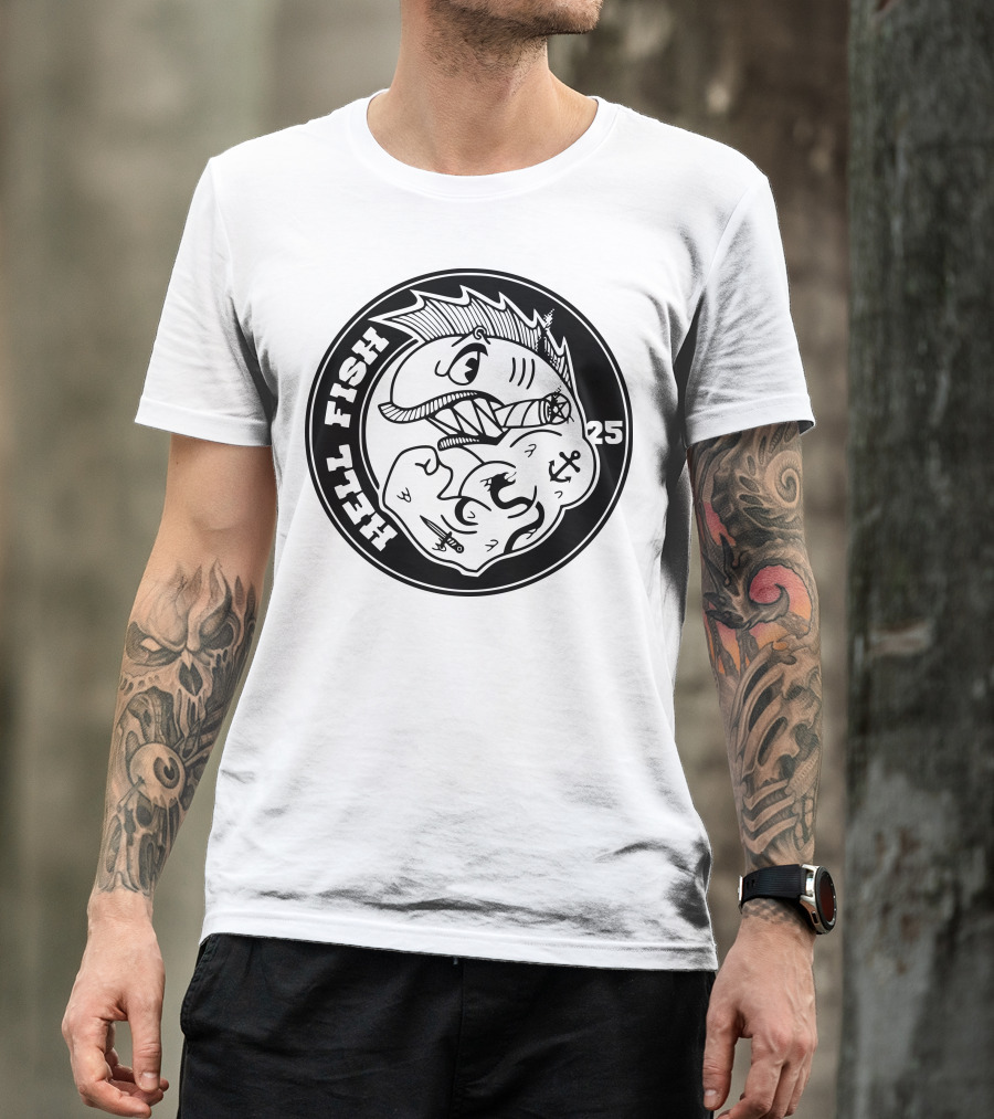 Hellfish 25 Tattooed Fish With Cigar And Anchor T-Shirt
