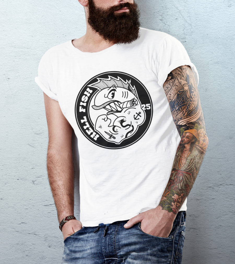 Hellfish 25 Tattooed Fish With Cigar And Anchor T-Shirt