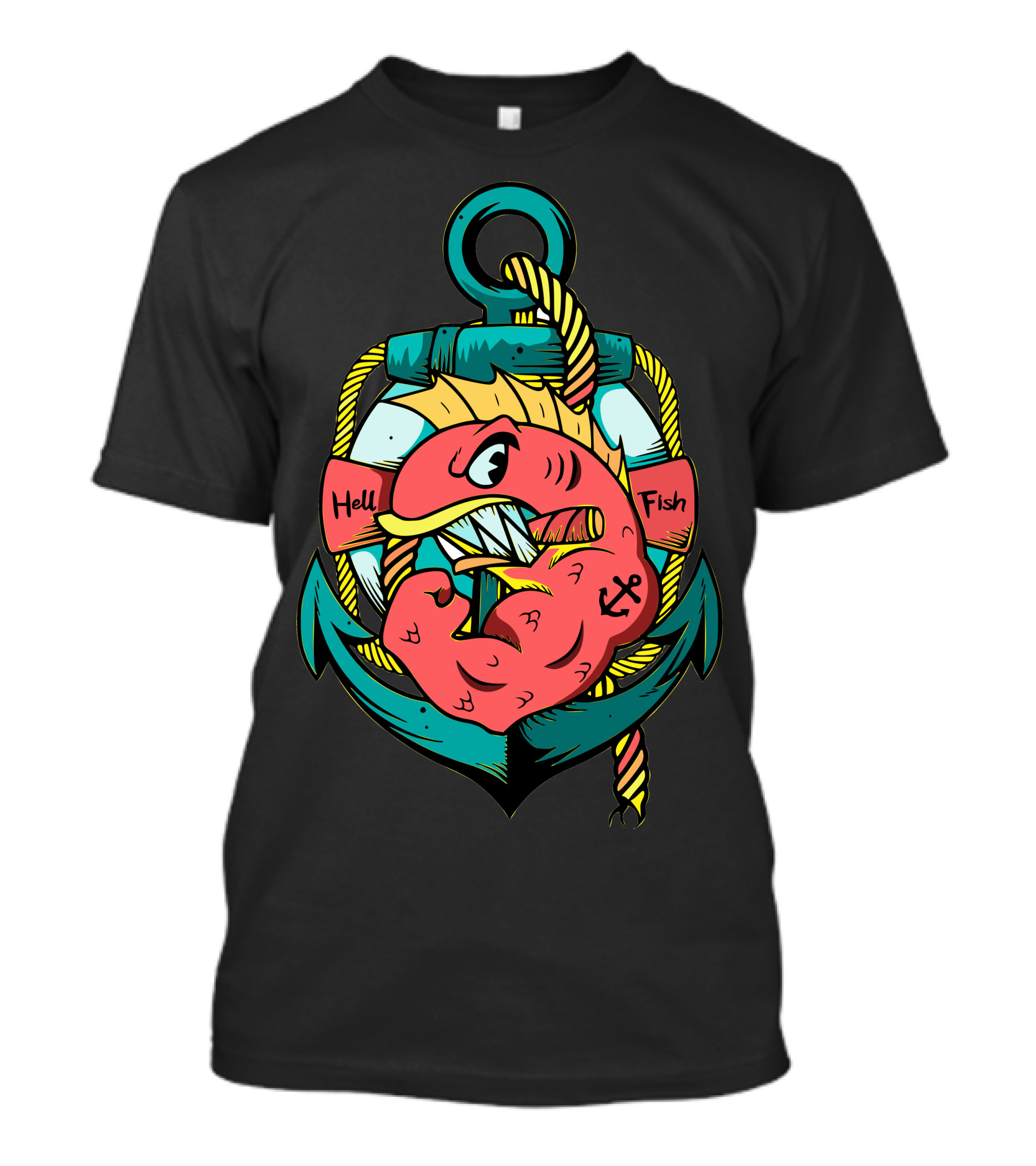 Hellfish Bicep Anchor And Rope T-Shirt