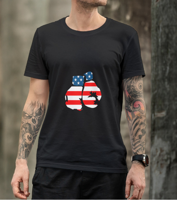 American Flag Boxing Gloves With Bald Eagle T-Shirt