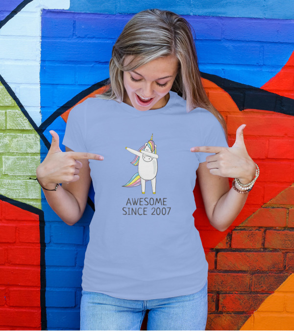 Dabbing Unicorn Awesome Since 2007 Birthday T-Shirt