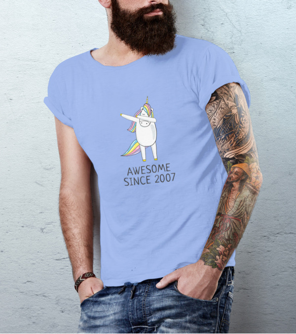 Dabbing Unicorn Awesome Since 2007 Birthday T-Shirt