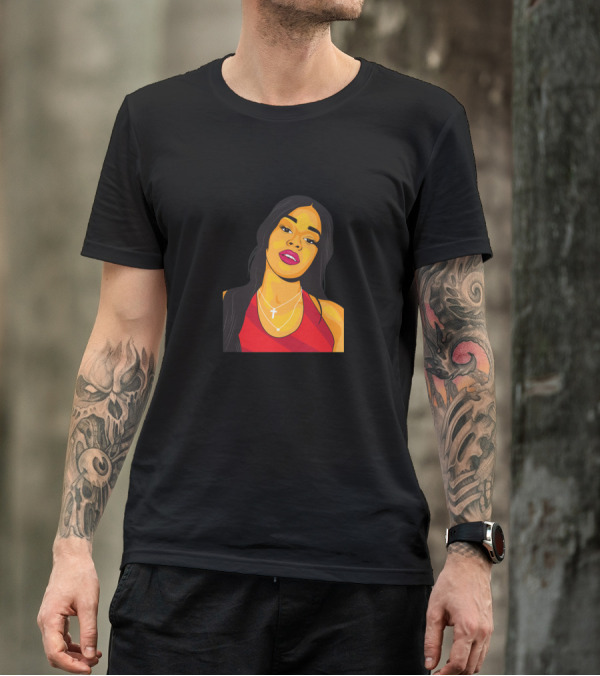 Azealia Vector Portrait Red Top Minimalist T-Shirt