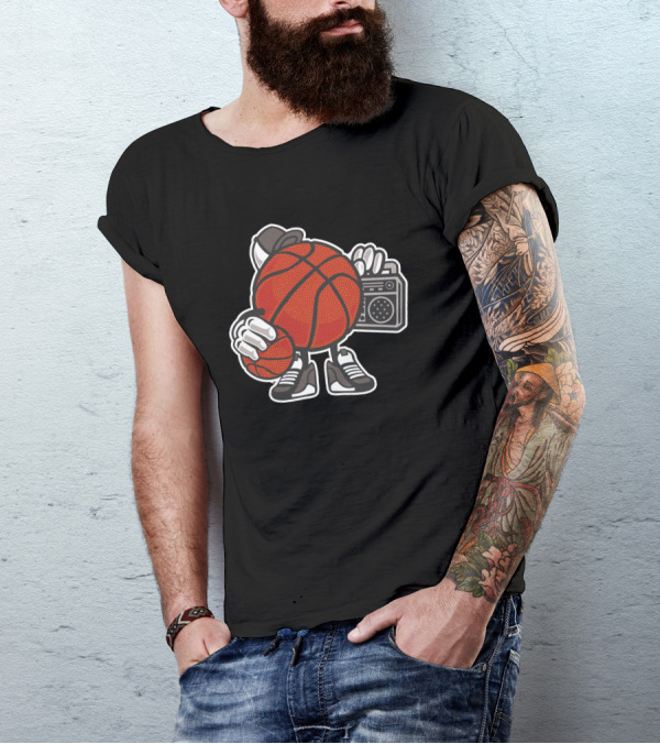 Basketball Ball Player Boombox Music T-Shirt