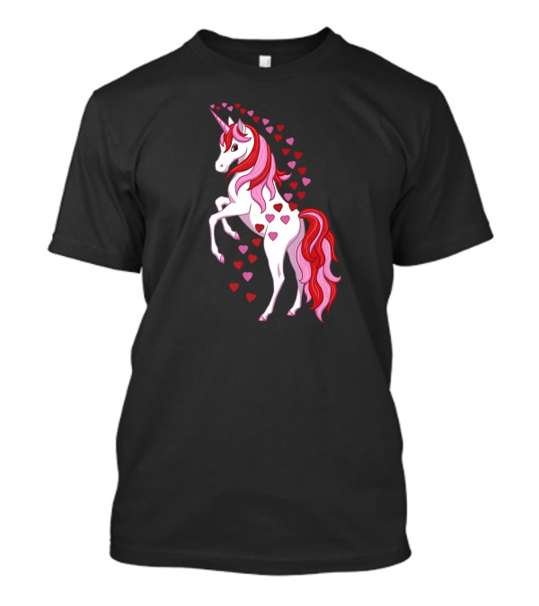 Cute Valentine Unicorn With Hearts T-Shirt
