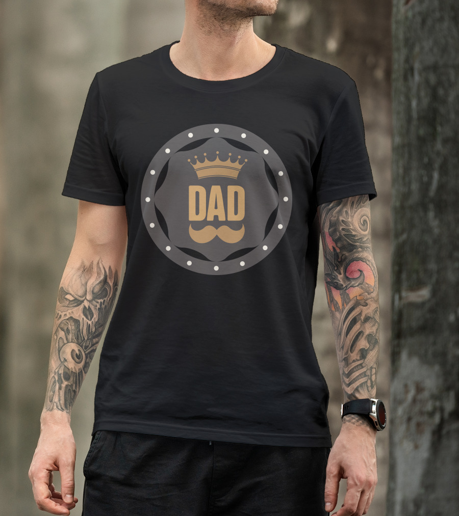 Dad Crown And Mustache Retro Badge T-Shirt