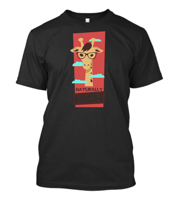Naturally High Giraffe With Glasses And Clouds T-Shirt