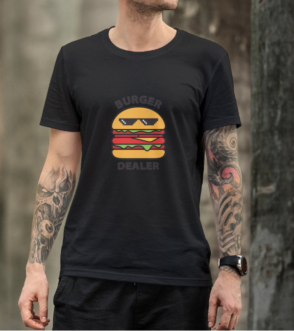 Burger Dealer Pixel Glasses Hamburger T-Shirt