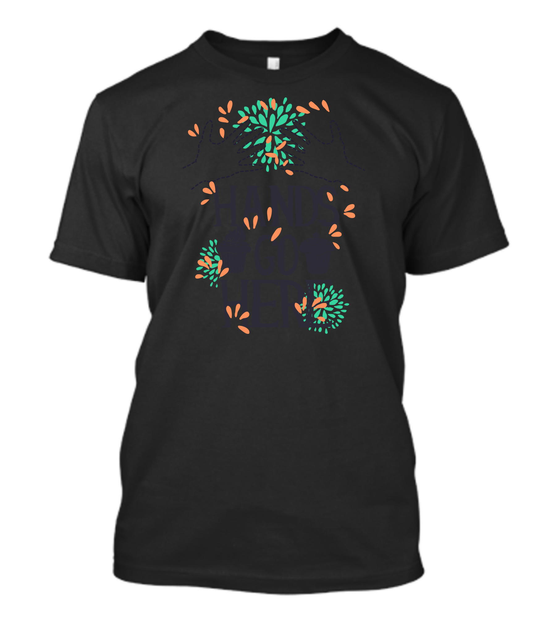 Hands Go Here Cupcakes And Floral Burst T-Shirt
