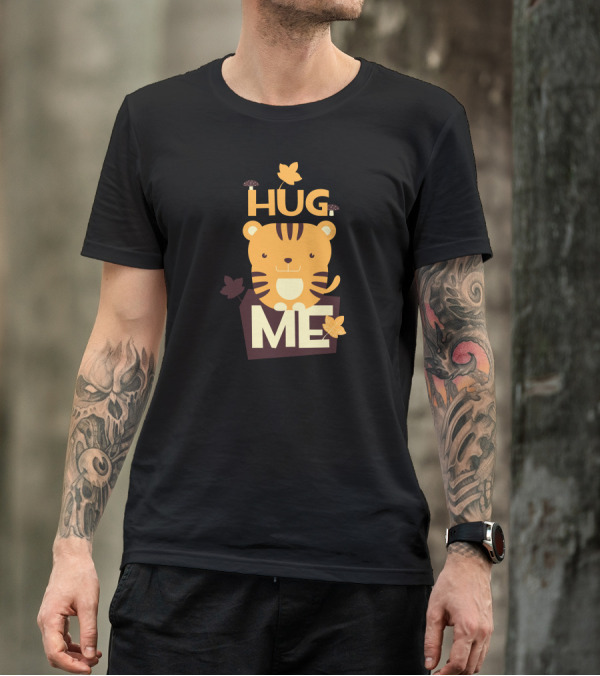Hug Me Tiger With Autumn Leaves And Mushrooms T-Shirt